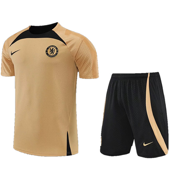 Chelsea maglia da allenamento tuta da calcio da uomo abbigliamento sportivo uniforme da calcio t-shirt dorata 2022-2023